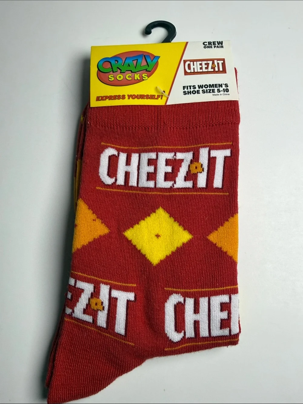 Odd Sox Cheez It Novelty Crew Crazy Socks Ladies Shoe Size 5-10